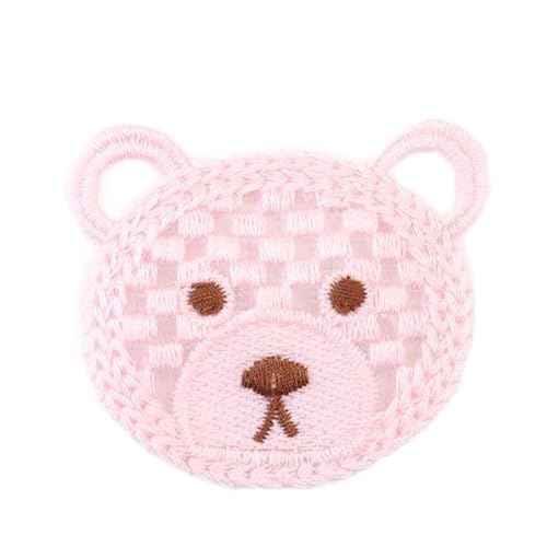 Naszywka haftowana 5 * 6CM 30 SZTUK Niedźwiedź Małe Szydełkowe Kwiatowe Naszywki Haftowane Żelazko Aplikacje Chińskie Na Ubrania Kurtkę Jeansową(Pink)