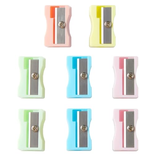Fc'Noqgn Sacapuntas Mini 8 unid - Diseño Cuadrado, Colores Pastel, Cuchilla de Acero INOX para afilar Suavemente, Compacto y portátil para Escuela y Materiales artísticos