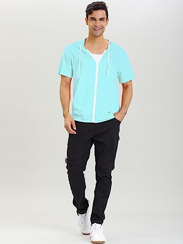 Lars Amadeus Men's Short Sleeve Hoodies Solid Color Zip Up Jackets with Hood2