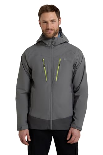Mountain Warehouse Bounds Mens Waterproof Jacket - Breathable Coat with Adjustable Hood & Taped Seams - Autumn Winter Wet Weather, Walking, Outdoors & Camping Grey XS