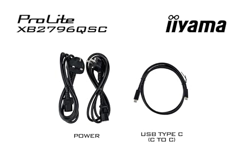 iiyama Prolite XB2796QSC-B1-B1 Moniteur LED IPS 68,5 cm 27" QHD HDMI USB-C (65 W) Hub USB (USB v3.2 Gen 1, Type-C) Slim-Line Réglage de la hauteur Pivot Noir