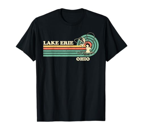 Vintage Retro Summer Fishing Ohio Erie Lake T-Shirt