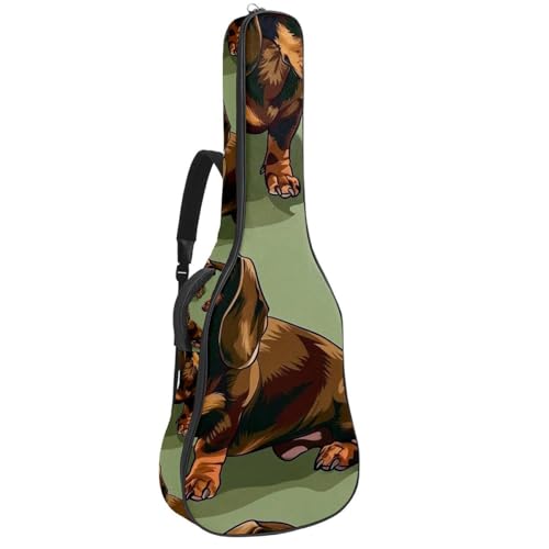 Housse guitare teckel marron 106 cm pour guitare acoustique classique et basse