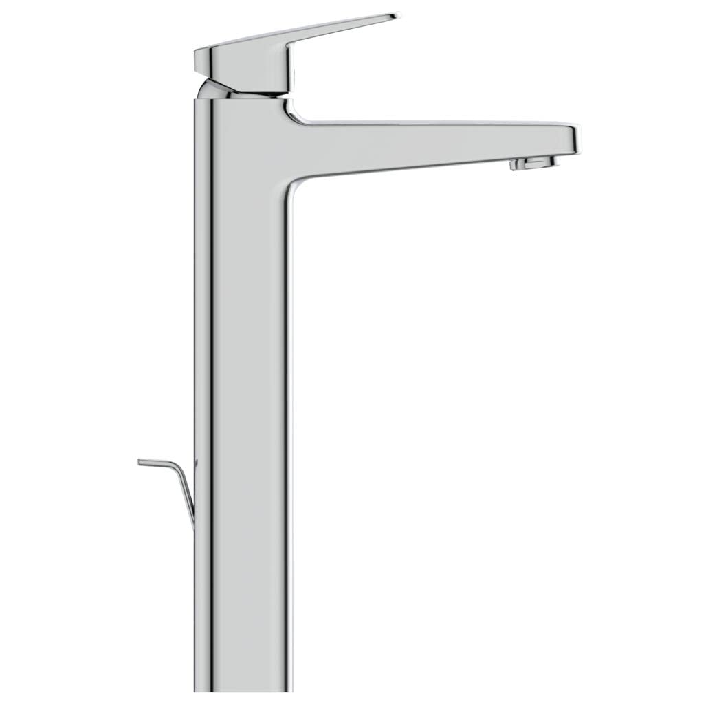 Ideal Standard BD238AA Ceraplan bateria umywalkowa H250, przedłużona podstawa, z zestawem odpływowym z przyciskiem do ciągnięcia, wysięg 13,8 cm, chrom