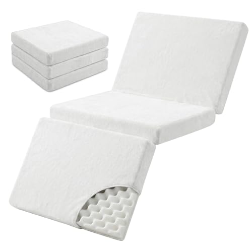 Ｃａｒｌｏ 高反発マットレス セミシングル 折りたたみマットレス 三つ折り 厚さ10cm 硬め 体圧分散 腰サポート 高密度ウレタン 通気性 洗えるカバー 滑り止め ベッドマットレス 敷布団 来客用 オールシーズン (セミシングル, 約80×180cm, ホワイト)