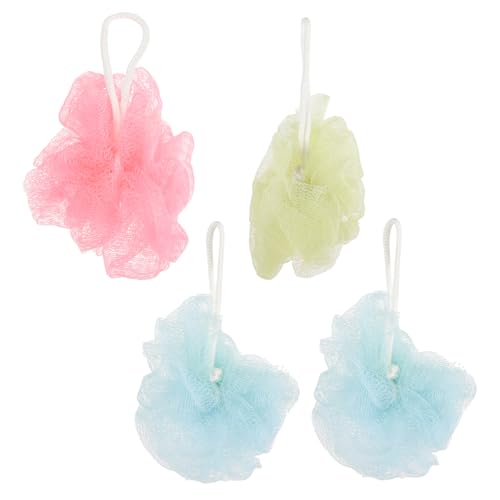 GALPADA 4Pcs Bath Mesh Pouf Shower Sponge for Exfoliating and Cleansing Random Colors and Styles for Spa Relaxation