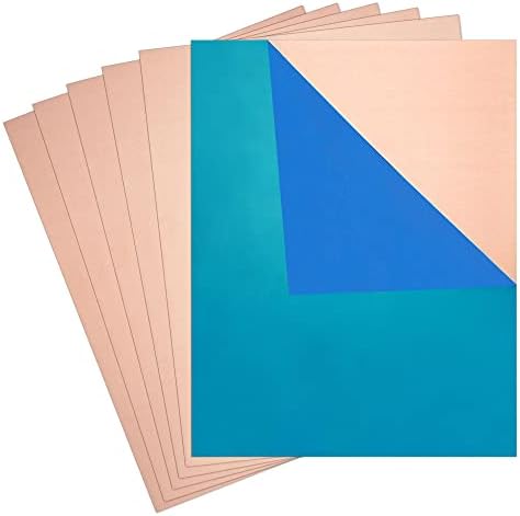 BELLA BAYS 6 Pcs 24 Gauge(0.51mm) 16Oz Thickness, 8" x 10", 99.9%+ Pure Copper Sheet, Film Attached Copper Plate, No Scratch