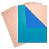 BELLA BAYS 6 Pcs 24 Gauge(0.51mm) 16Oz Thickness, 8" x 10", 99.9%+ Pure Copper Sheet, Film Attached