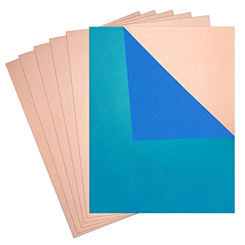 Bella Bays 6 Pcs 24 Gauge(0.51Mm) 16Oz Thickness, 8" X 10", 99.9%+ Pure Copper Sheet, Film Attached Copper Plate, No Scratch #TOP19