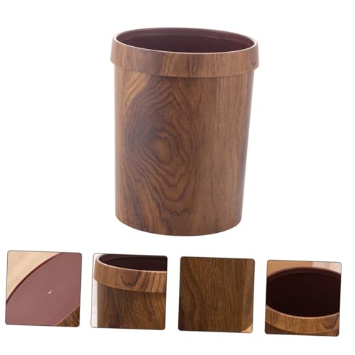 Caneca de basura doméstica con diseño de madera y anillo para presionar miniatura 6