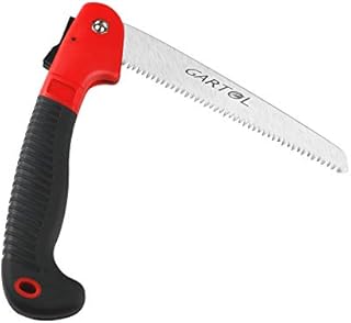 GARTOL Portable Folding Hand Saw with Rugged 7'', 3-Sides Razor Tooth Blade HandleTools for Hunting DIY Woodworking Trimming Tree Branches PVC Bamboo Bone