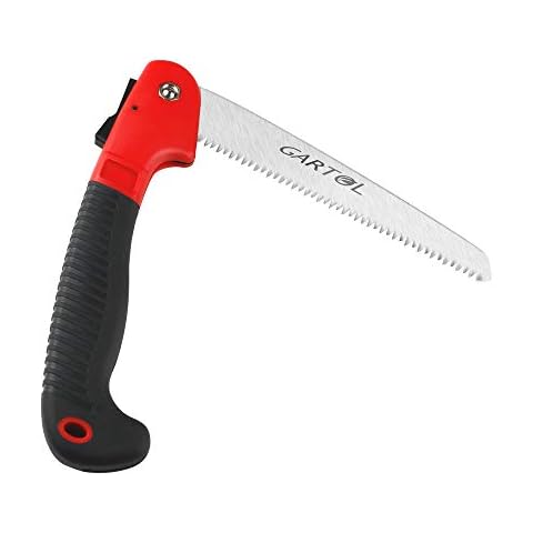 GARTOL Portable Folding Hand Saw with Rugged 7'', 3-Sides Razor Tooth Blade HandleTools for Hunting DIY Woodworking Trimming Tree Branches PVC Bamboo Bone Cover