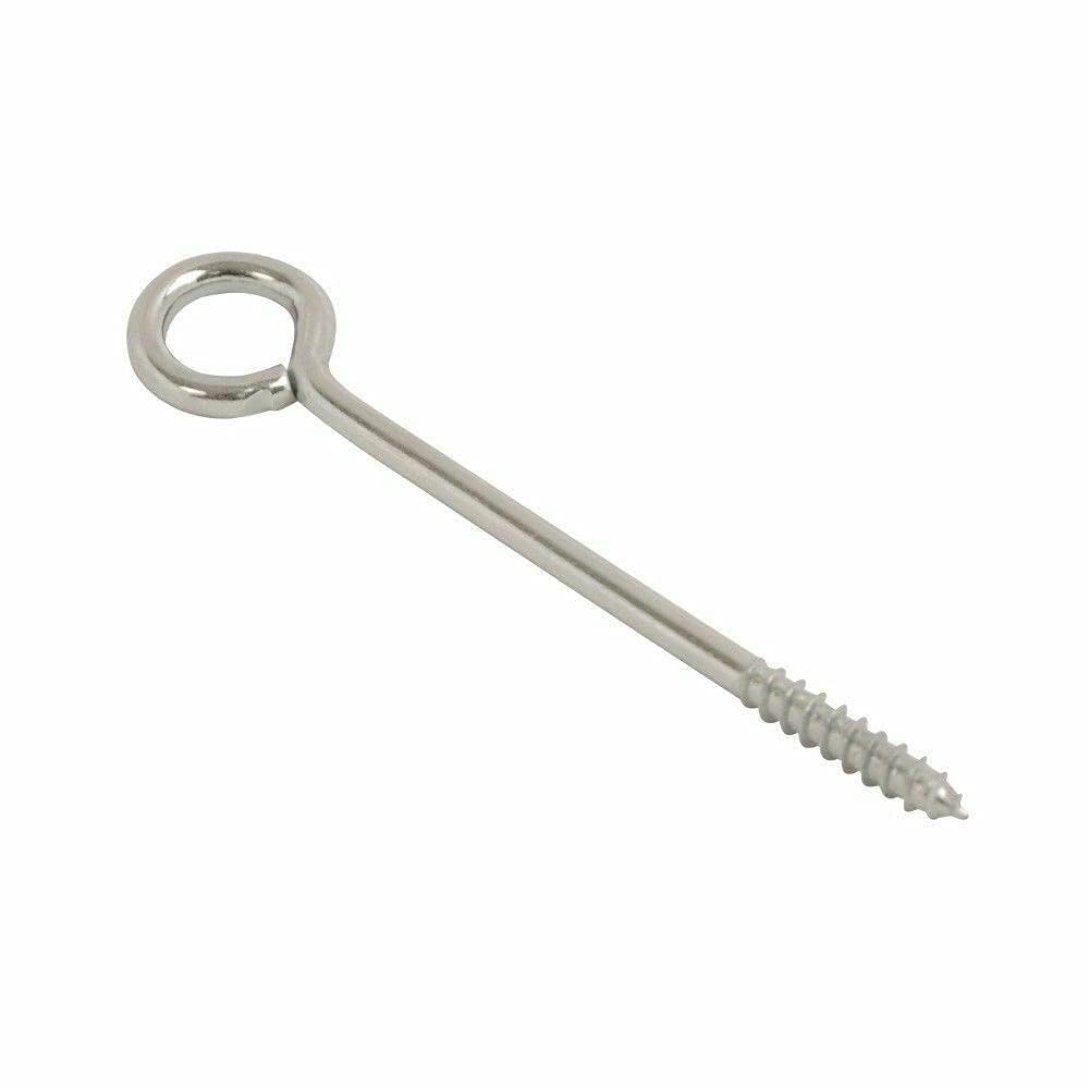 10 x Heavy-Duty Vine Eye Bolts 100mm – BZP Screw-in Eye Hooks for Wire, Fencing, Trellis Support & Outdoor Fixings – Rust-Resistant Steel for Brick, Wood & Masonry