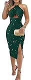 Women's Criss Cross Halter Neck Dress, Halter Neck Bodycon Sexy Dress, Sleeveless Backless Hollow Out Club Dresses