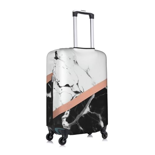 Black White Marble Print Protective Suitcase Cover Washable Travel Luggage Protector with Concealed Zipper3