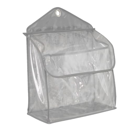 Happyyami Bathroom Hanging Bag Waterproof Toiletry Storage Pouch PVC Polyester Wall Mount Easy Clean