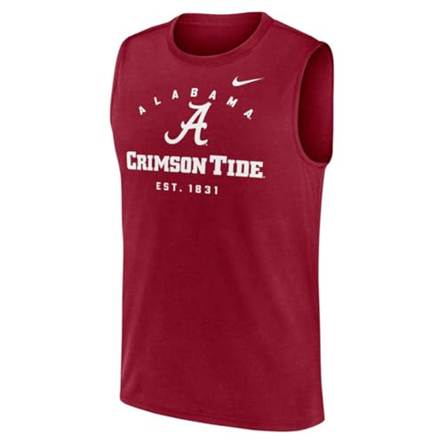 Nike Men's Primetime Legend Dri-FIT Muscle Tank (US, Alpha, Large, Regular, Regular, Crimson, Alabama Crimson Tide)