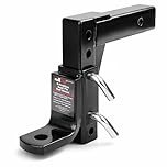 PEAKTOW Adjustable 8-Position Trailer Ball Mount Fits 2” Receiver, 9-1/2” Drop and 10” Rise, 5000lbs. GTW Capacity PTT0061