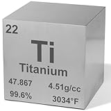 Titanium 0.5' Metal Density Cube - 99.6% Pure Element for Chemistry - Periodic Table Design Educational Scientific Elemental Specimen