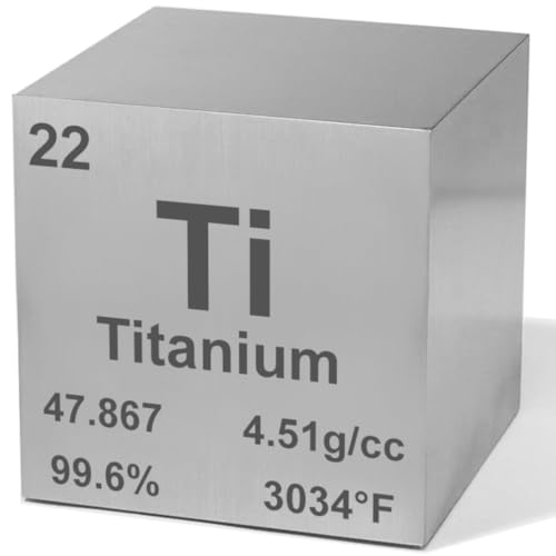 Image of Titanium 0.5 inch Metal Density Cube - 99.6% Pure Element for Chemistry - Periodic Table Design Educational Scientific Elemental Specimen