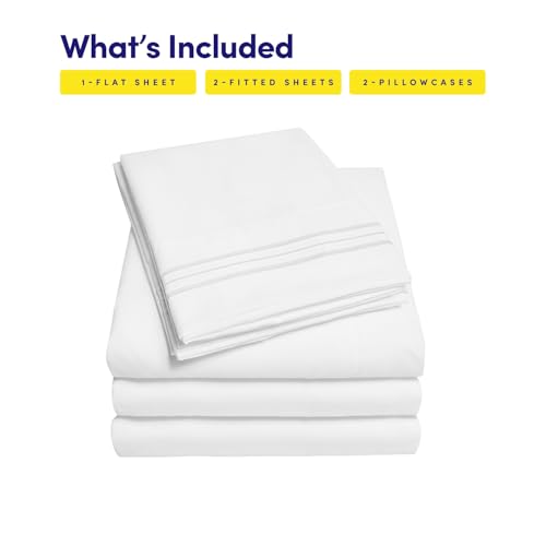 Image of 1500 Supreme Collection Extra Soft Split King Sheets Set, White - Luxury Bed Sheets Set with Deep Pocket Wrinkle Free Bedding, Over 40 Colors, Split King Size, White