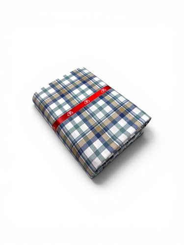 Image of JHABAK'S Cotton Blend Unstitched Checkered Fabric for Men - 2.35m Shirt Piece / 3m Kurta Piece - Width 36 Inches