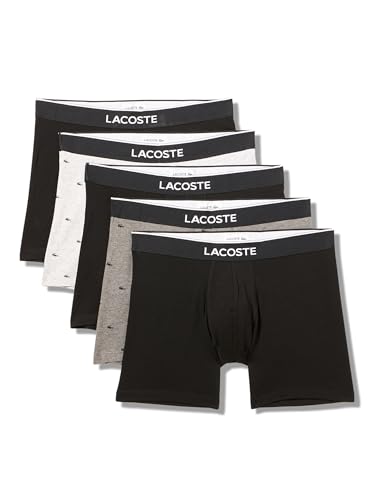 Lacoste Men's Cotton Stretch Mini Croc Print Boxer Briefs, 5-Pack (Amazon Exclusives)