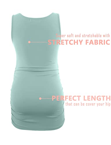 Maternity Workout Tops Maternity Shirts Maternity Tank Top Summer Maternity Clothes (Sage,L) #TOP4