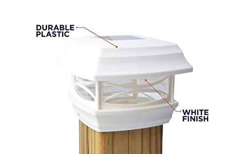 Moonrays 91254 Solar LED Post Cap Light, Fits Standard  4-inch x 4-inch  Wooden Posts, Plastic, WHITE - Thumbnail 2
