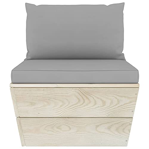 Homgoday Sofa palets Exterior Sofa palets Exterior con Cojines Muebles de jardín de palets 3 pzas y Cojines Madera de abeto2x centrales + reposapiésGris - imagen 6