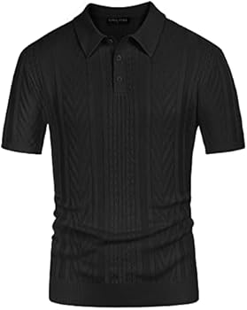 PJ PAUL JONES Button Knitted Polo Shirts Men Textured Golf