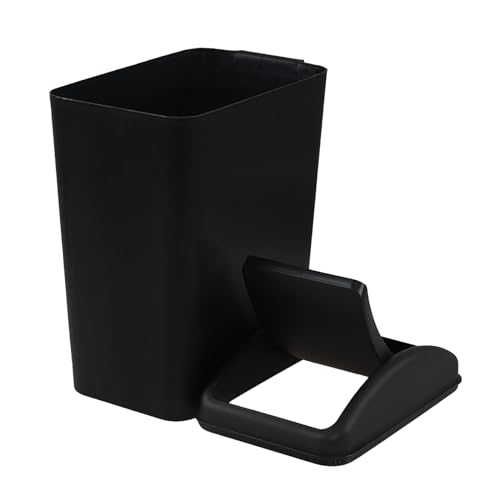 Image of 16 Liter Plastic Trash Can, Swing Top Garbage Bin Wastebasket (Black)