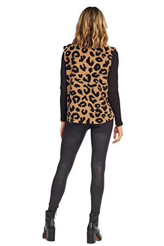 Mud Pie Pruitt Womens Sherpa Vest, Leopard, Large #TOP5