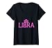Femme Pèse-personne rose avec symbole du zodiaque libras T-Shirt avec Col en V