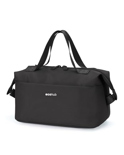 Image of ECOHUB Travel Toiletry Bag for Women, Water-resistant Wash Bag with Wet Pocket, Lightweight Makeup Cosmetic Organizer for Travel Accessories, Recycled Saving Organizer for Full-Sized Toiletries, Black
