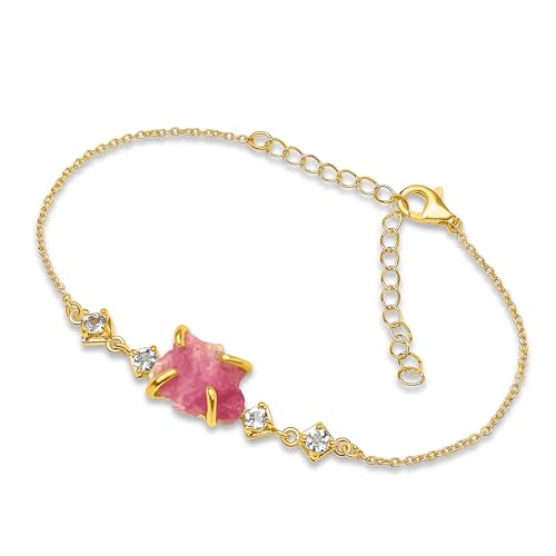 Raw Pink Tourmaline Crystal Chain Bracelet