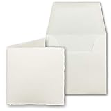 25 Bütten-Doppelkarten quadratisch (gefaltet 160 x 160 mm I offen 160 x 320 mm) + 25 Bütten-Umschläge quadratisch (166 x 166 mm)
