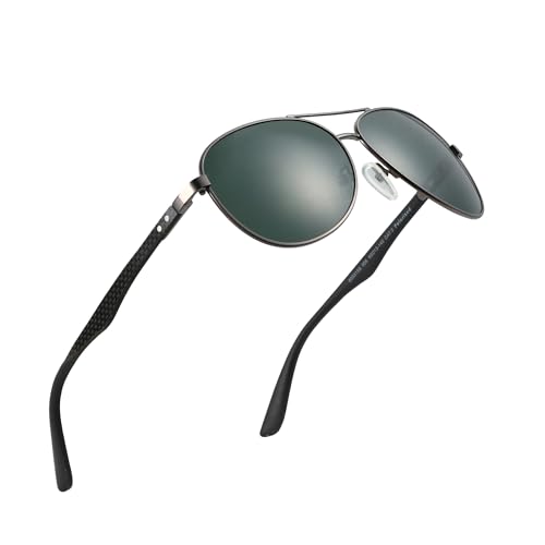 ZENOTTIC Polarized Aviator Sunglasses for Men Carbon Fiber Temple Pilot Sun Glasses Mirrored Lens UV Protection