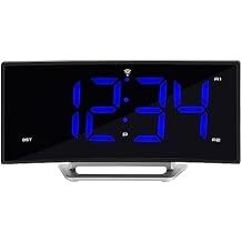 La Crosse Technology Curved Blue LED Atomic Dual Alarm Clock, 1.8 Inch 617-249