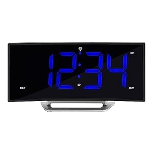 La Crosse Technology Curved Blue LED Atomic Dual Alarm Clock, 1.8 Inch (617-249)