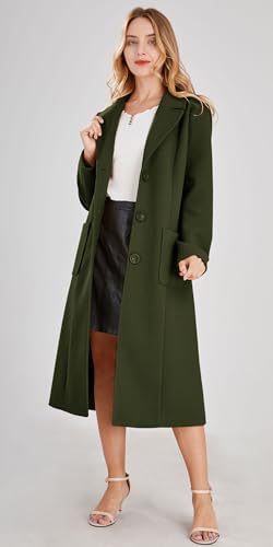 chouyatou Women's Big Notch Lapel Single Breasted Mid-Long Wool