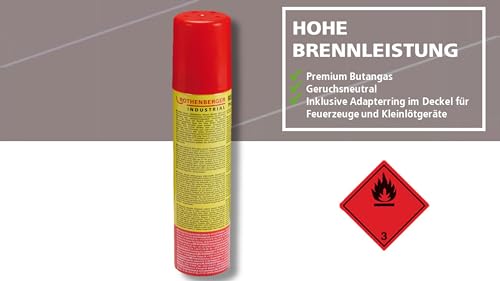 Rothenberger Industrial 1x Nachfüllgas 100 ml | Feuerzeuggas | Gaskartusche | Universalgas | hoher Reinheitsgrad | für Feuerzeuge Gasbrenner zum Wieder befüllen inkl. 5 Adapter | 35840 5