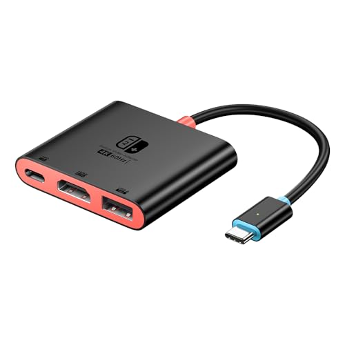 ELUTENG para Switch 2 TV Dock, 3 en 1 Soporte de Carga Portátil con Puerto HDMI 4K@60Hz/USB 3.0 5Gbps/PD 100W, Base de TV para Nintendo Switch 2/Switch/OLED, para iPhone 17/16/15, para iPad Pro