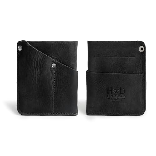 Image of Hide & Drink, Front Pocket Wallet Handmade from Full Grain Leather - Multi-tool Pouch, Card Holder, Money Organizer, Travel Accessories (Charcoal Black)