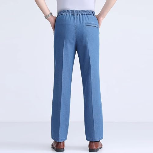 Dark Blue Casual Pants Dark Blue Slim Fit Denim Jeans with Elastic Waistband Comfortable for Casual Wear4