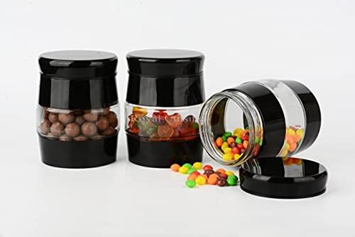 3 Piece Black Glass Tea Coffee Sugar Storage Jars Set - Multipurpose Food Storage Canisters Set