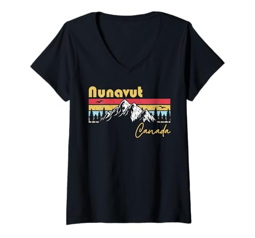 Mujer Nunavut Canadá Roots Provincia de la ciudad natal Orgullo canadiense Camiseta Cuello V