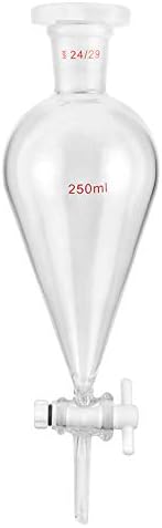 QWORK Separating Funnel with 24/29 Joints and PTFE Plug, 250ml