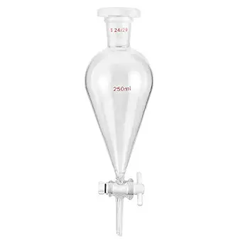 QWORK 250ml Separating Funnel with 24/29 Joints and PTFE Plug