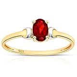Citerna 9 ct Yellow and White Gold Garnet Birth Stone Ring - Size S